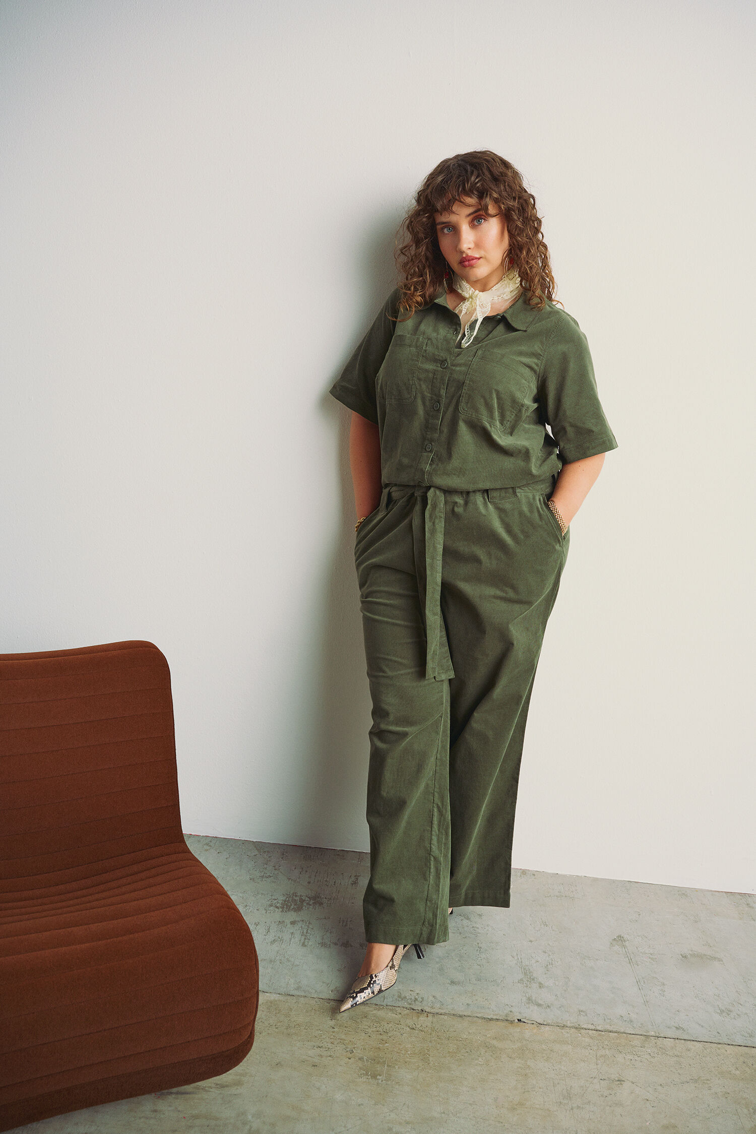 Jumpsuit aus Baumwollflanell, , Model