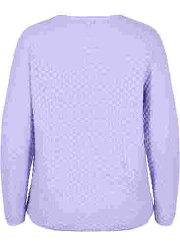 Gemusterte Strickbluse mit V-Ausschnitt, Lavender, Packshot image number 1