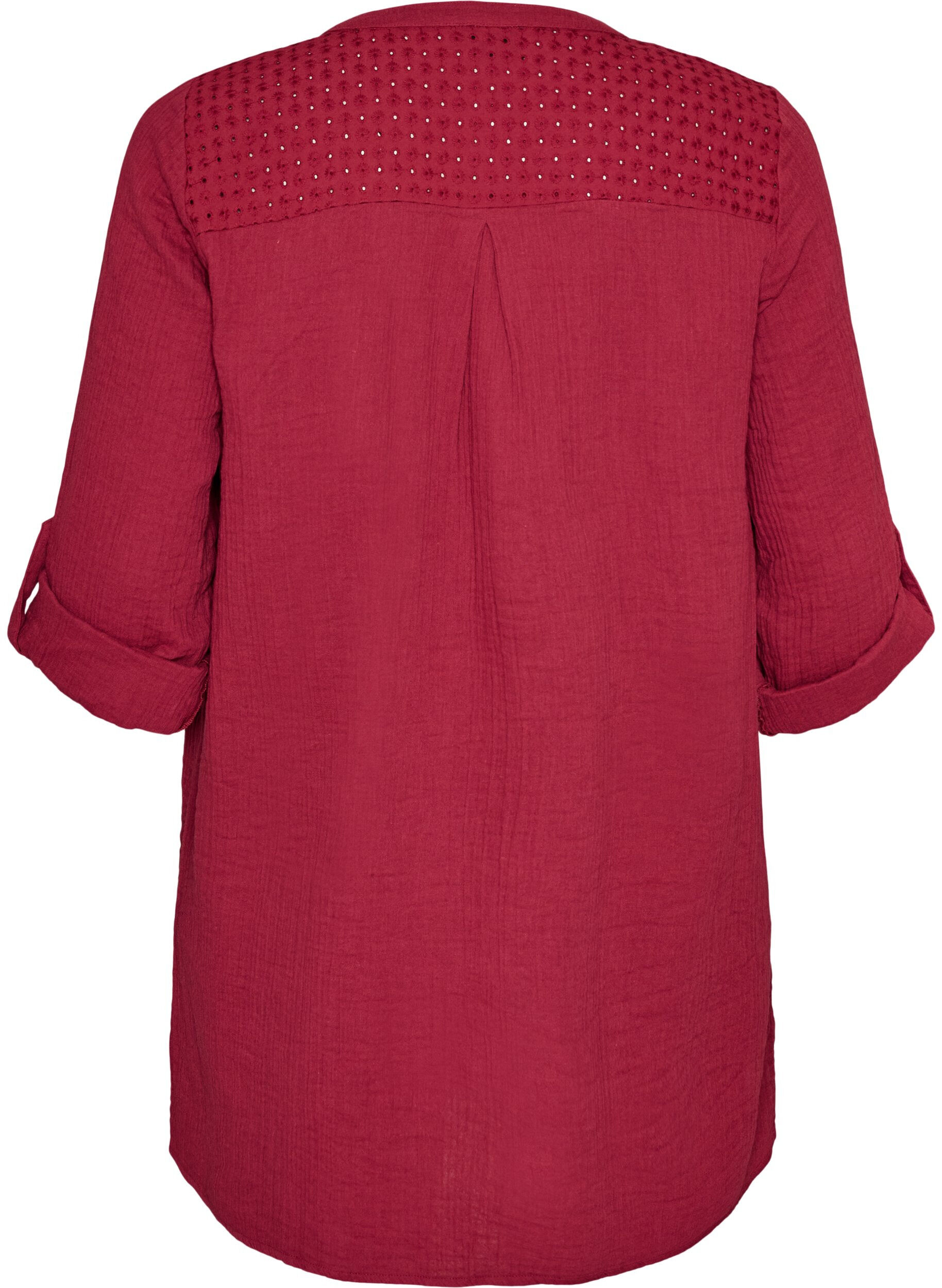 ZizziTunika aus Baumwollmusselin mit Broderie Anglaise, Rot, Packshot image number 1