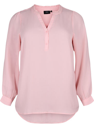 	 Langärmelige Bluse mit V-Ausschnitt, Strawberry Cream, Packshot image number 0