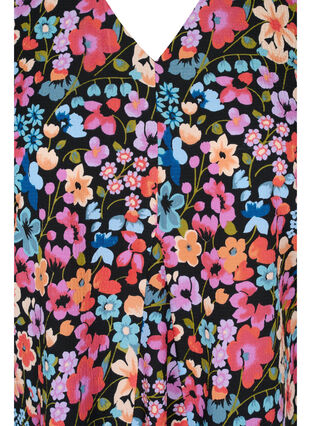 Kleid mit Blumenmuster, V-Ausschnitt und 3/4-Ärmeln, Flower AOP, Packshot image number 2