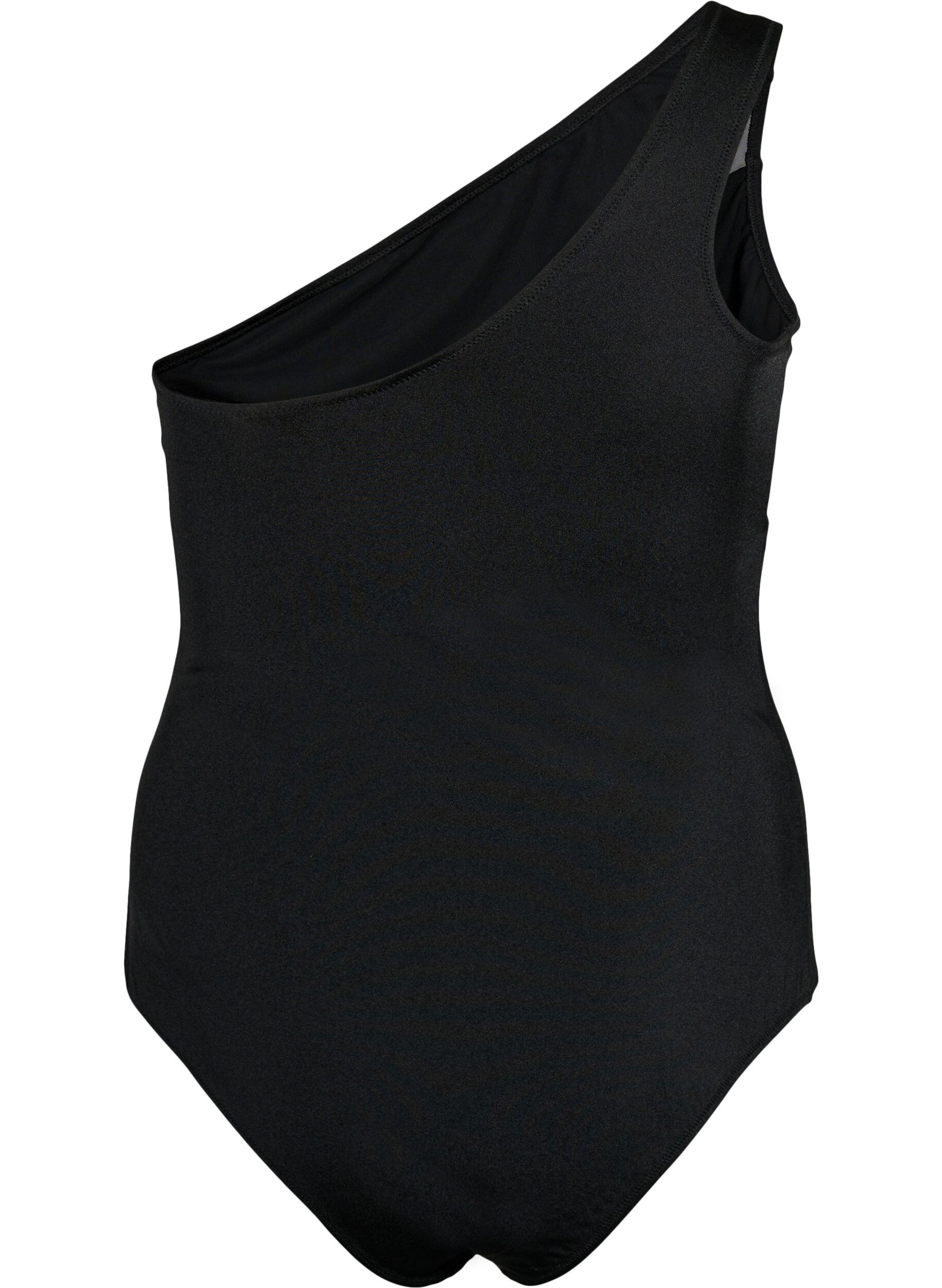 Zizzi One-Shoulder-Badeanzug mit Mesh-Details, Black, Packshot image number 1
