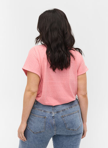 Meliertes T-Shirt aus Baumwolle, Blush Mel, Model image number 1