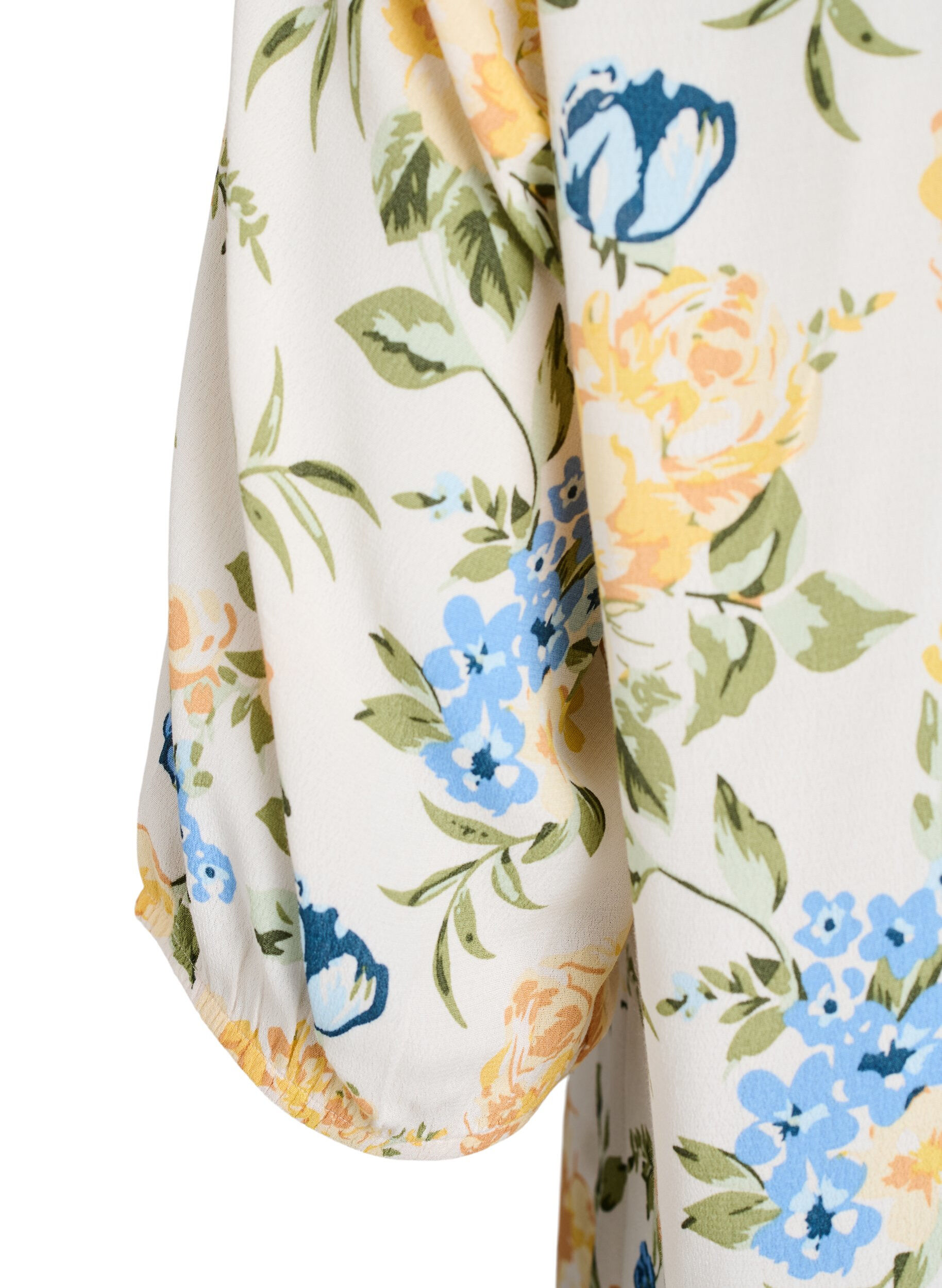 Zizzi Bluse aus Viskose mit Print und Knopfverschluss, Vanille, Packshot image number 3