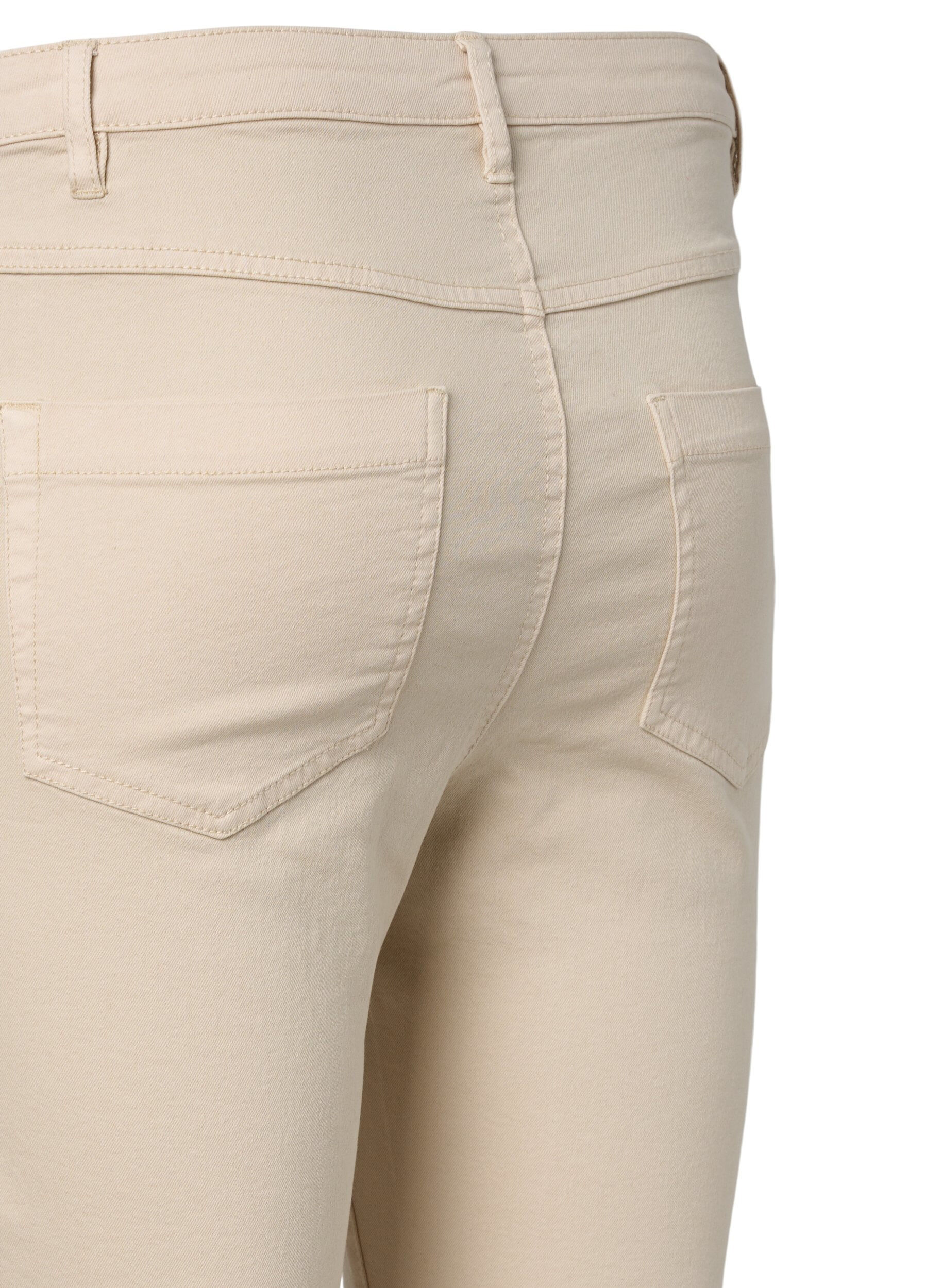 Zizzi Super Slim Fit Amy Jeans mit hoher Taille, Oatmeal, Packshot image number 3
