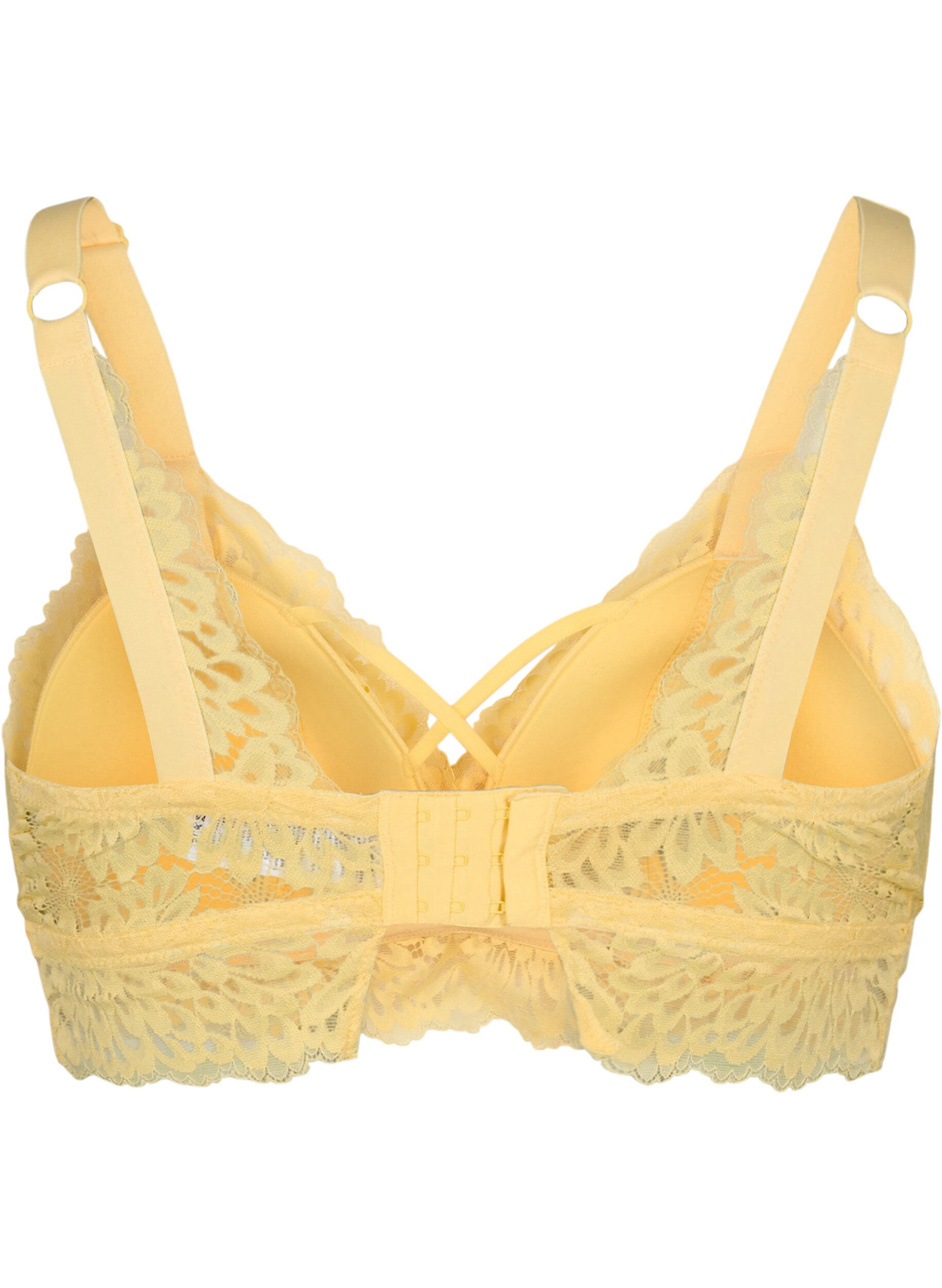 Zizzi Bralette mit String-Details und weicher Polsterung, Pale Banana ASS, Packshot image number 1