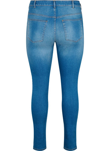 Super schlanke Sanna Jeans mit Zerstören, Blue denim, Packshot image number 1