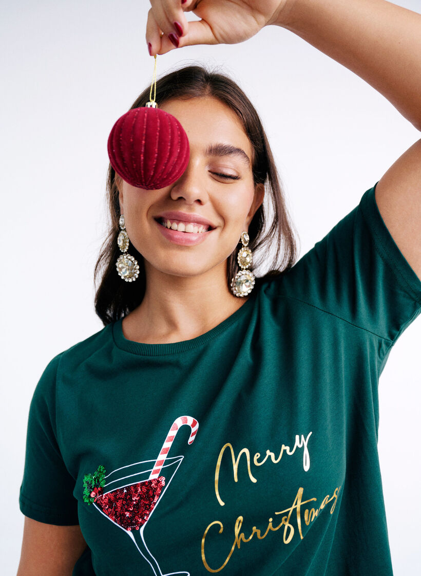 Weihnachts-T-Shirt aus Bio-Baumwolle, Gr&uuml;n, Image image number 0