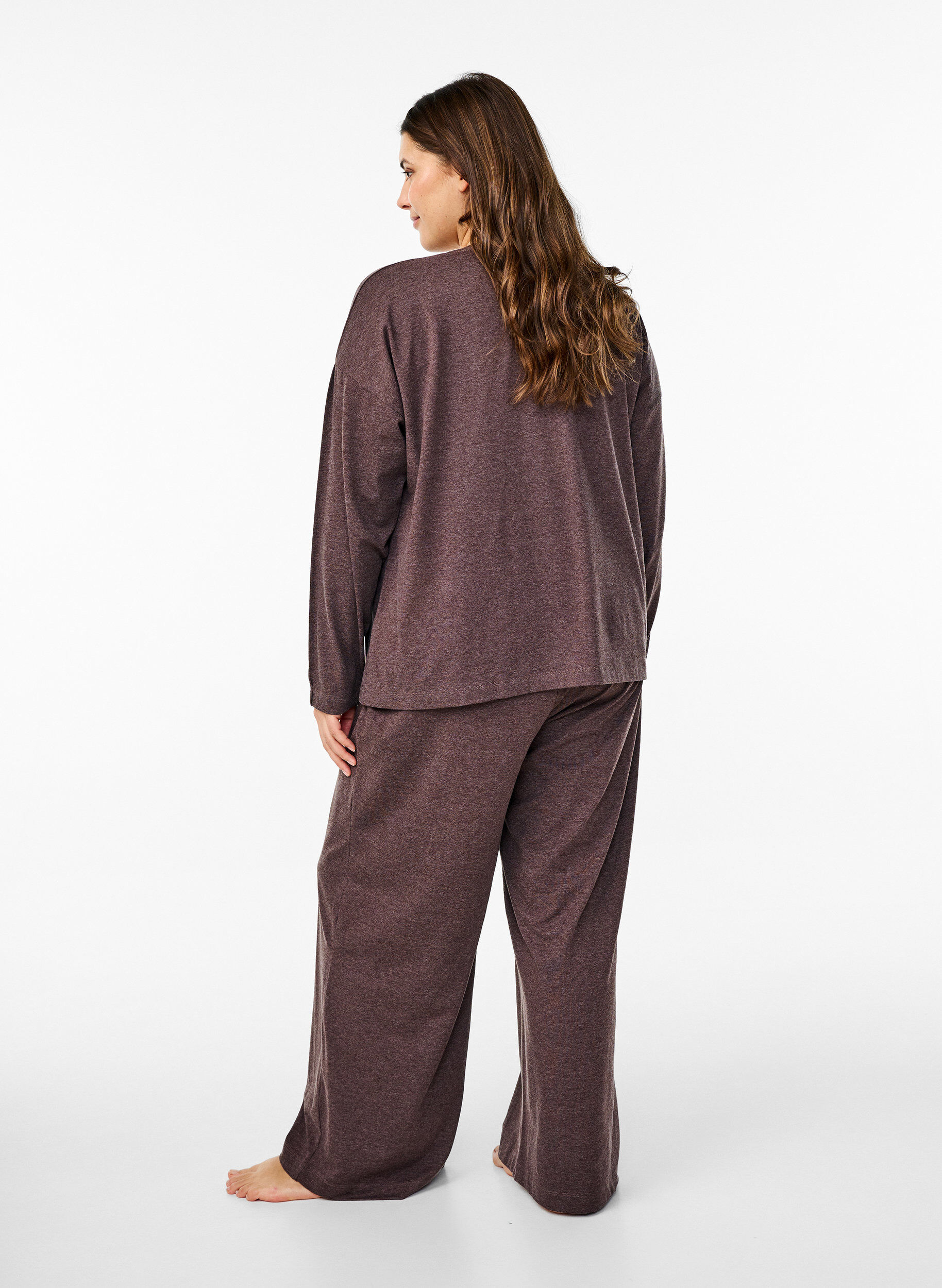 Zizzi Jerseyhose mit geradem Bein und hoher Taille, Bracken Mel., Model image number 1