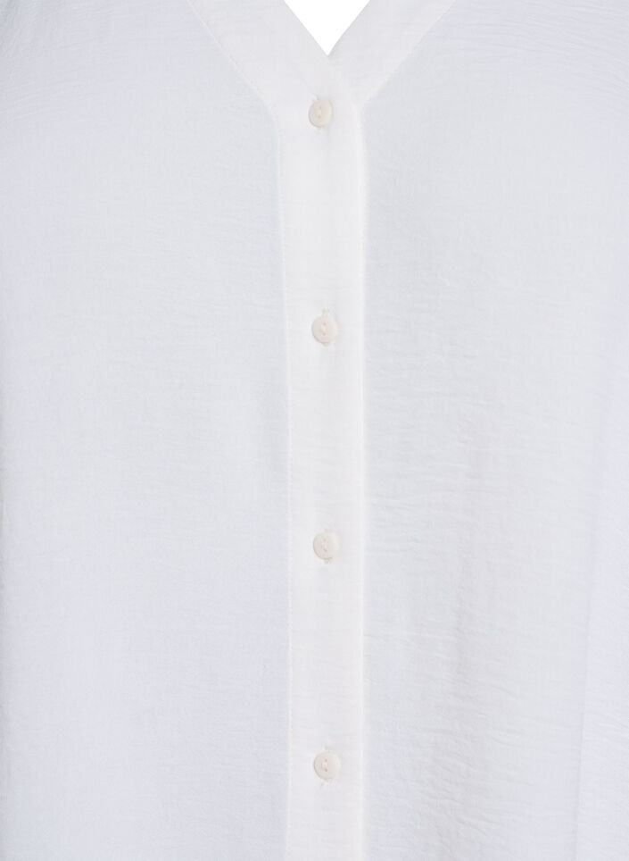 Bluse mit V-Ausschnitt und 3/4-&Auml;rmeln, Vanille, Packshot image number 2