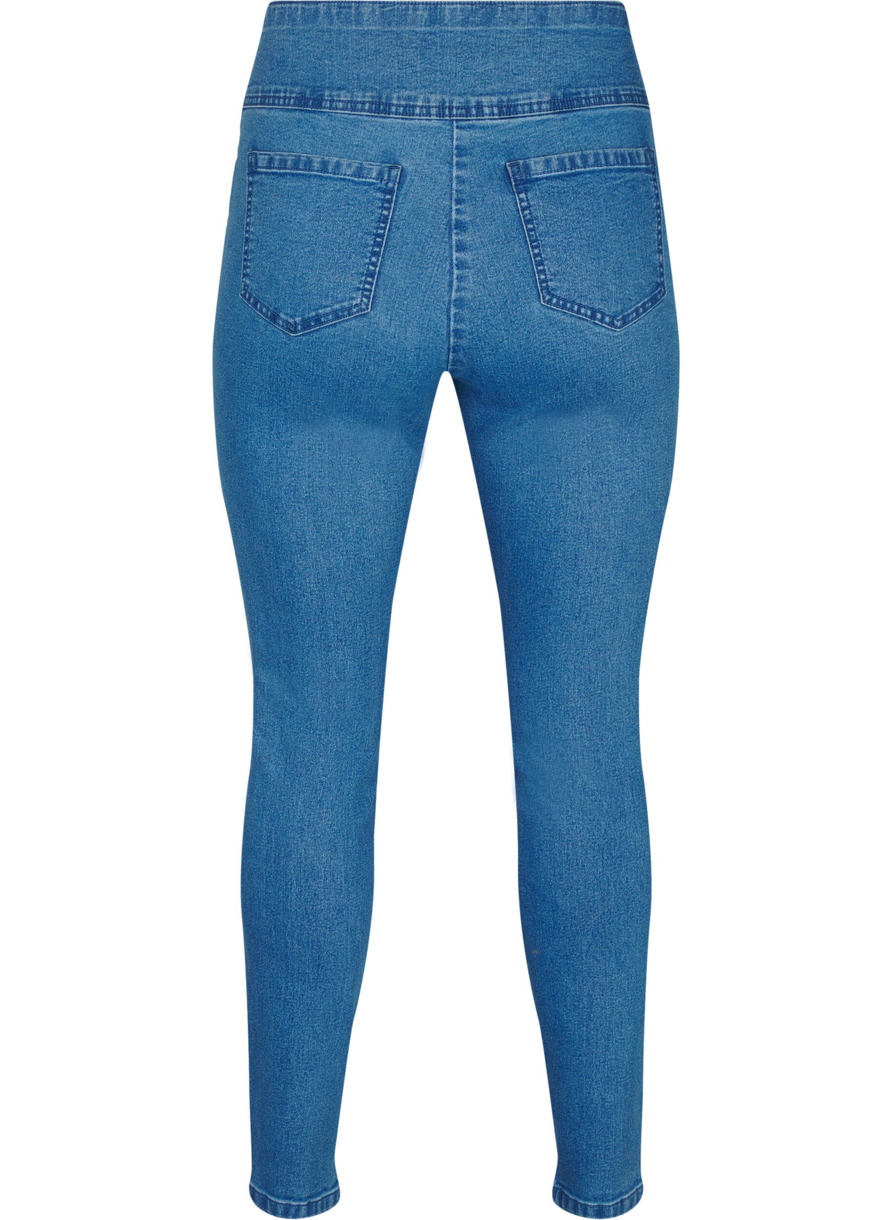 ZizziElastische Jeggings mit hoher Taille, Blau, Packshot image number 1
