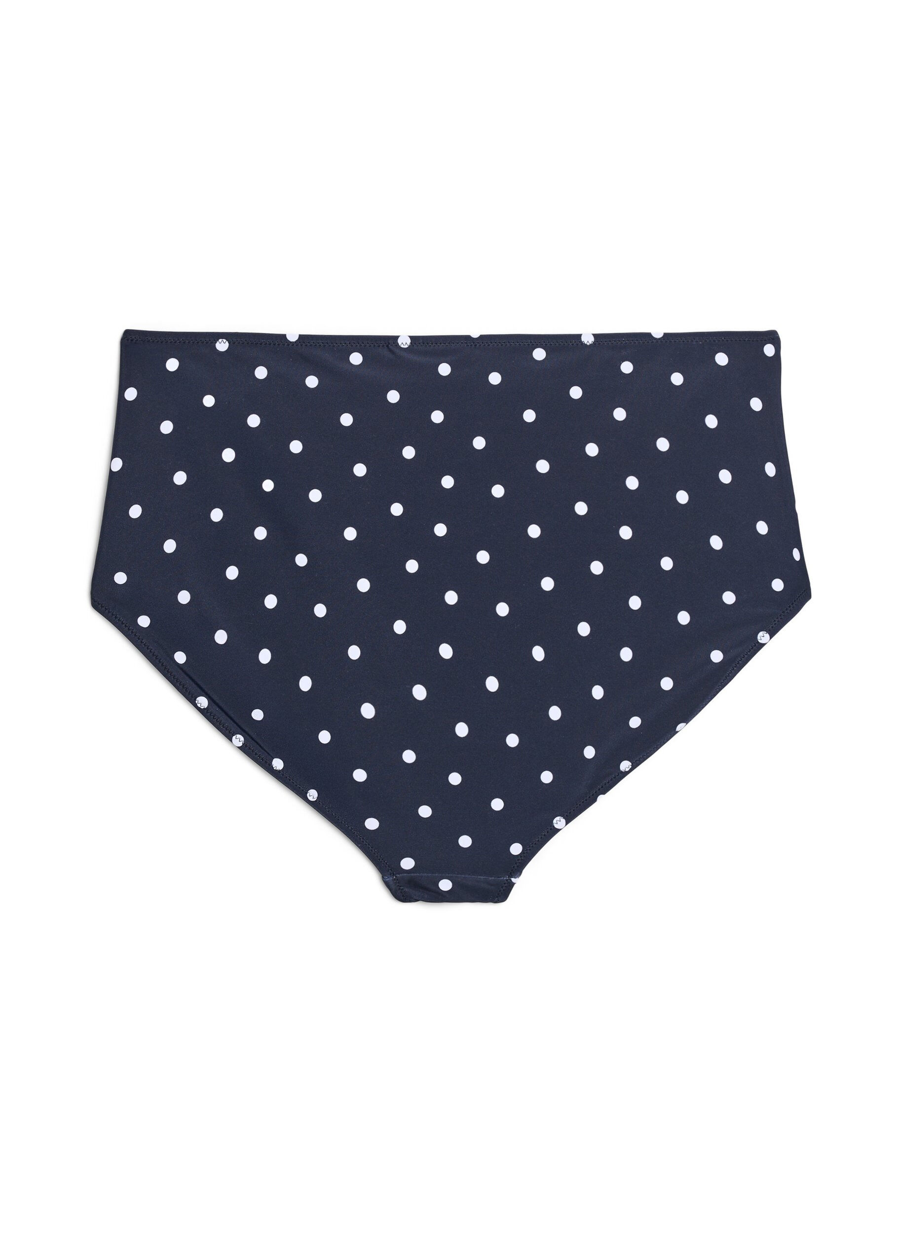 ZizziHoch taillierte Bikinihose mit Polka Dots, Schwarz, Packshot image number 1