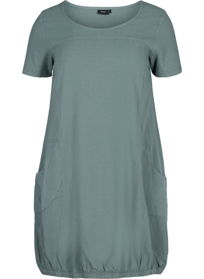 Kurzarm Kleid aus Baumwolle, Gr&uuml;n, Packshot image number 0