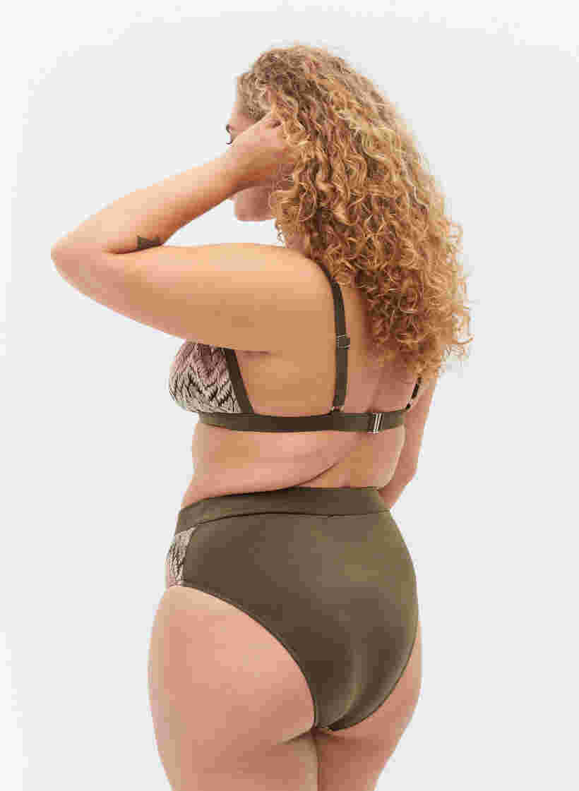 Gemusterte Bikini-Tai-Hose mit hoher Taille, Beech AOP, Model image number 1