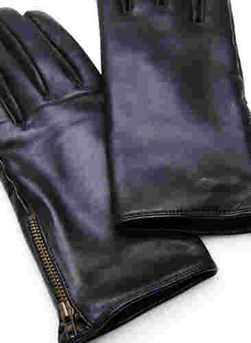 Lederhandschuhe mit Reißverschluss, Black, Packshot image number 2