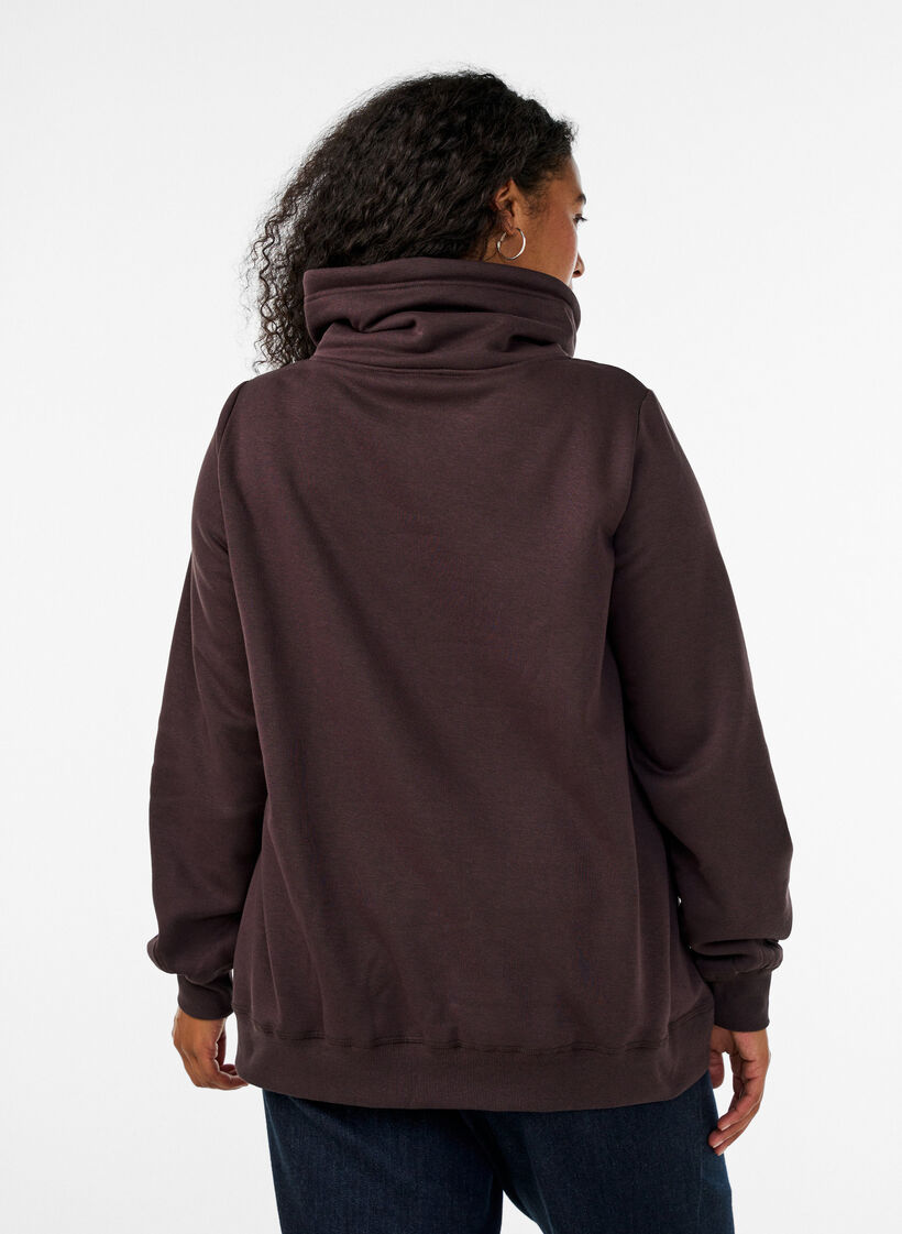 Sweatshirt mit Stehkragen und Taschen, Braun, Model image number 2