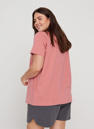 Kurzarm Nachtshirt mit Aufruck, Dusty Rose Mélange, Model image number 1