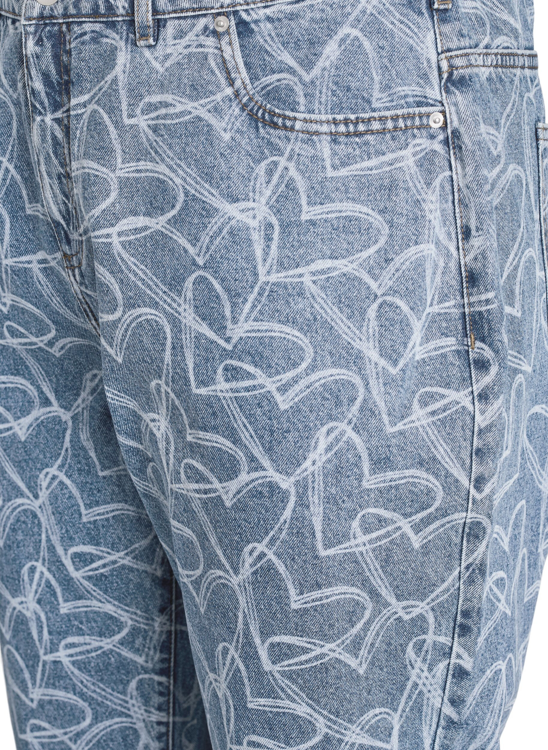 Zizzi Mille Mom Fit Jeans mit Stickerei, Blau, Packshot image number 2