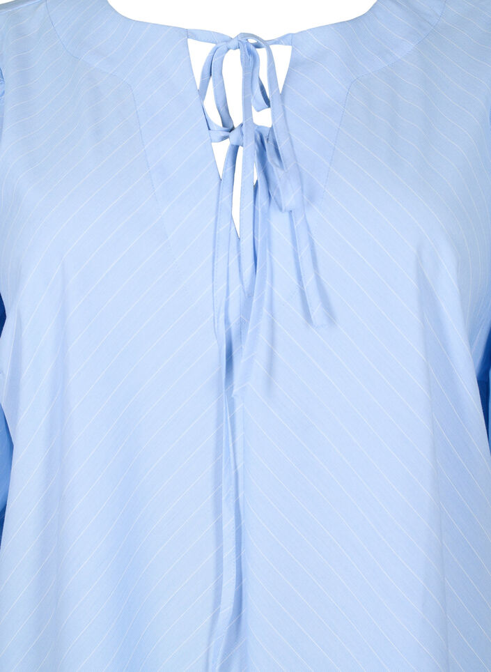 Kleid mit Bindebändchen und 3/4-Ärmeln, Blue Stripe, Packshot image number 2