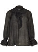 Viskosebluse mit R&uuml;schen und langen &Auml;rmeln, Schwarz, Packshot image number 0