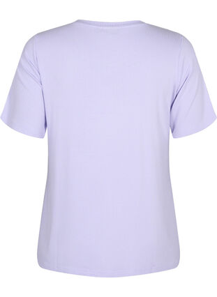 T-Shirt aus Viskose mit Rippstruktur, Lavender, Packshot image number 1