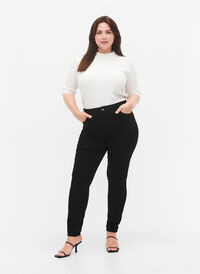 Amy Jeans mit hoher Taille und extra schlanker Passform, Black, Model