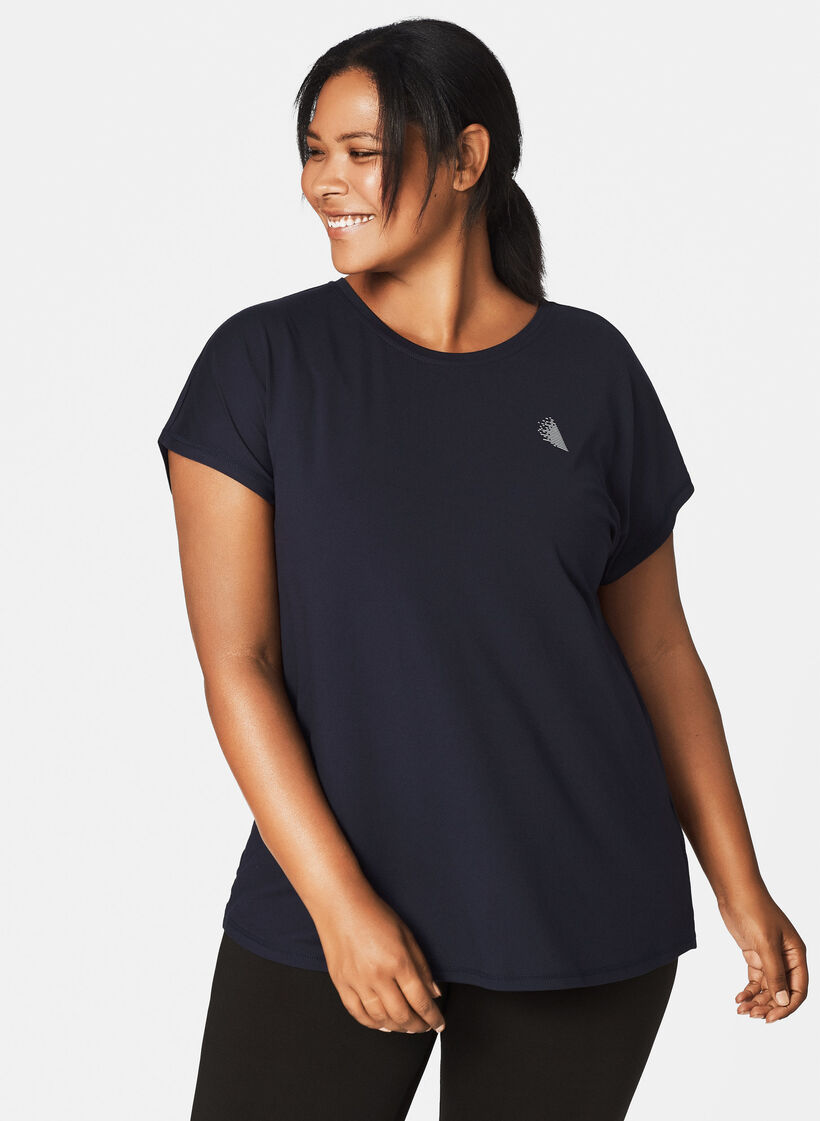 Einfarbiges Trainings-T-Shirt, Blau, Model image number 3