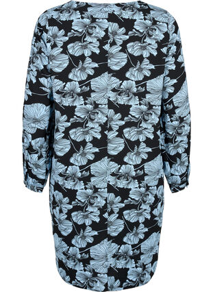 Kleid mit V-Ausschnitt und Aufdruck, Black B. Flower AOP, Packshot image number 1