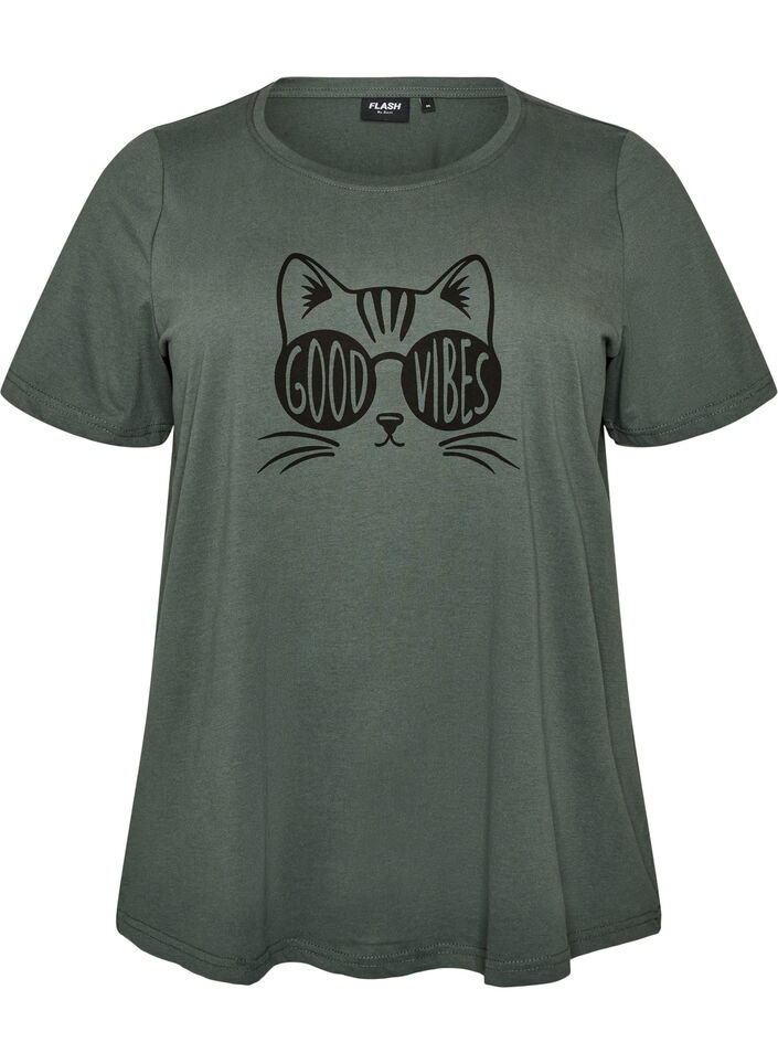 T-Shirt mit Print, Gr&uuml;n, Packshot image number 0