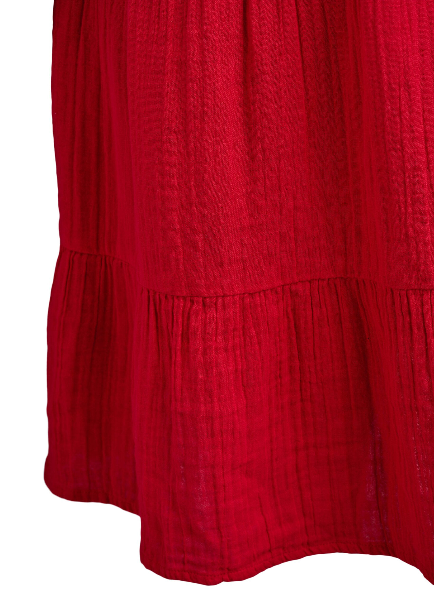 Zizzi Kurzes A-Linien-Kleid aus Baumwollmusselin, Rot, Packshot image number 3