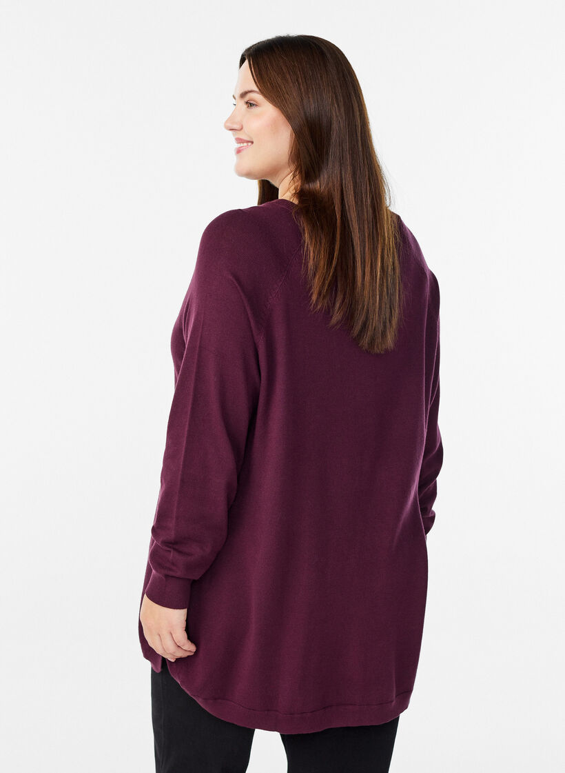 Strickbluse mit seitlichen Kn&ouml;pfen, Rot, Model image number 2