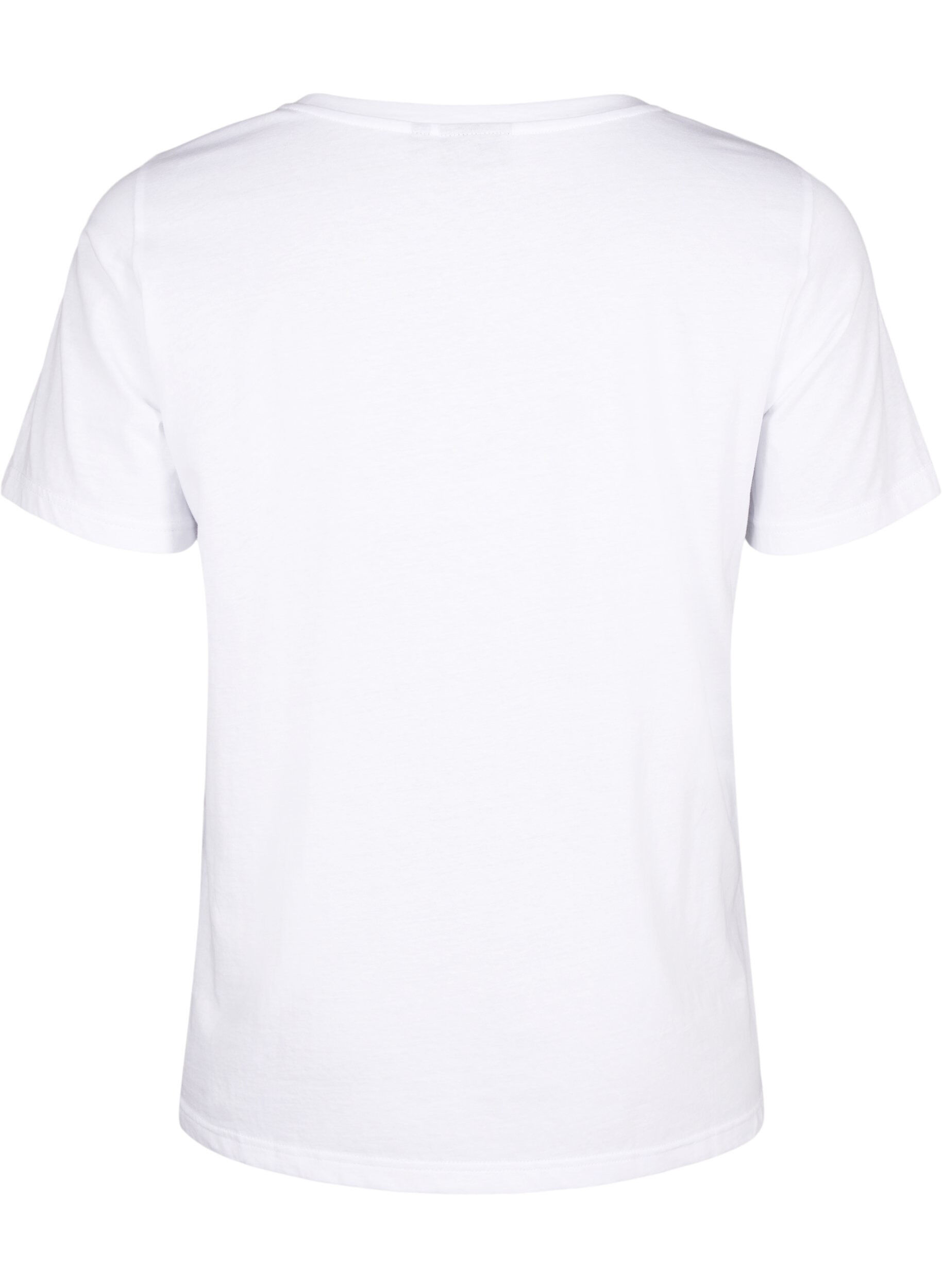 Zizzi T-Shirt aus Baumwolle mit Rundhalsausschnitt und Aufdruck, B. White W. Hearts, Packshot image number 1
