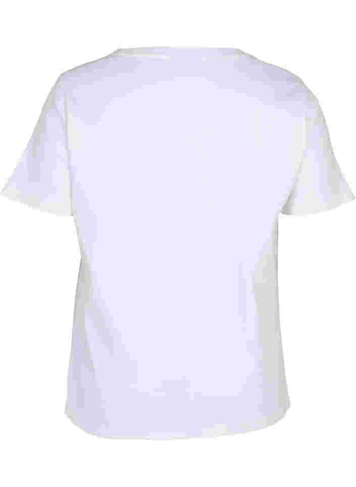 T-Shirt aus Baumwolle mit Rippstruktur, Bright White, Packshot image number 1