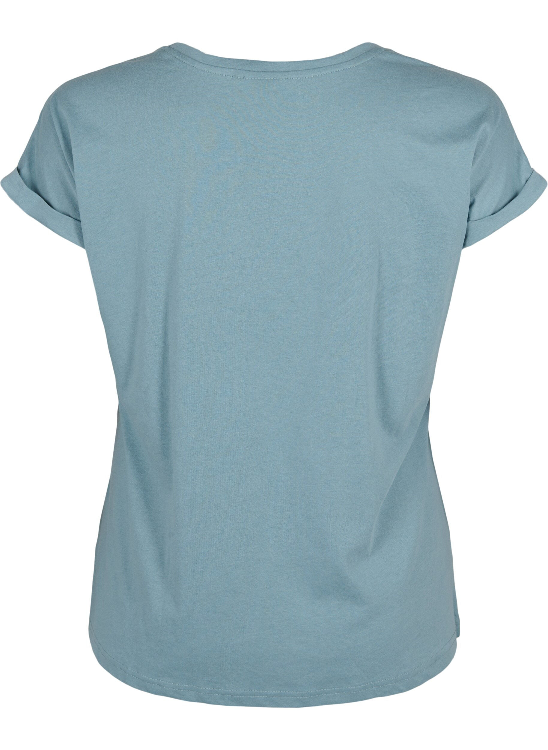 Zizzi T-Shirt aus Baumwollmischung mit kurzen &Auml;rmeln, Blau, Packshot image number 1