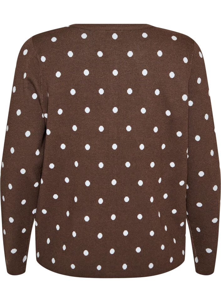 Strickjacke mit Punkten und Knopfverschluss, Braun, Packshot image number 1