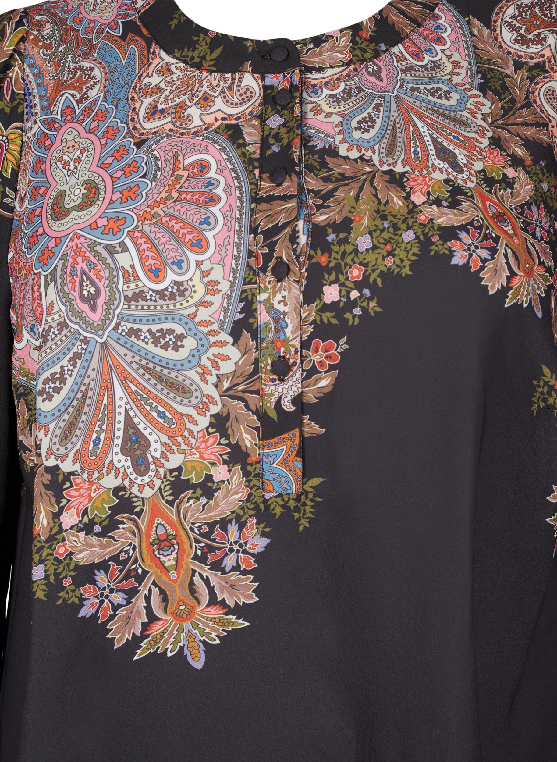 Zizzi Midikleid mit Paisley-Print, Black Paisley, Packshot image number 2