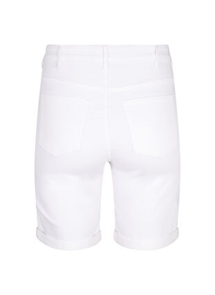Eng anliegende Denim-Shorts mit hoher Taille, Bright White, Packshot image number 1
