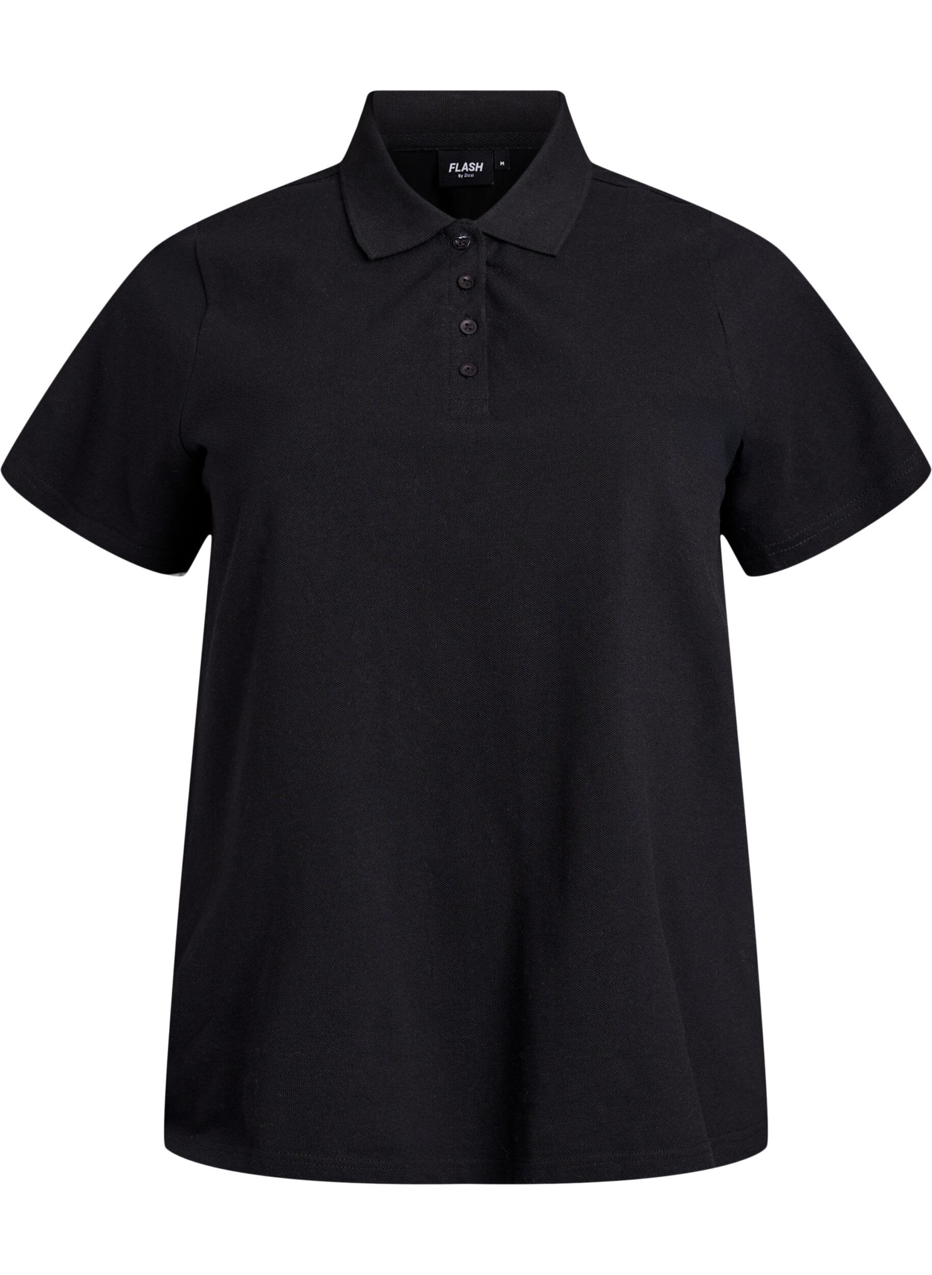 Zizzi FLASH - Poloshirt mit kurzen &Auml;rmeln, Schwarz, Packshot image number 0