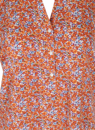 Bluse mit kurzen Ärmeln und V-Ausschnitt, Orange Flower AOP, Packshot image number 2