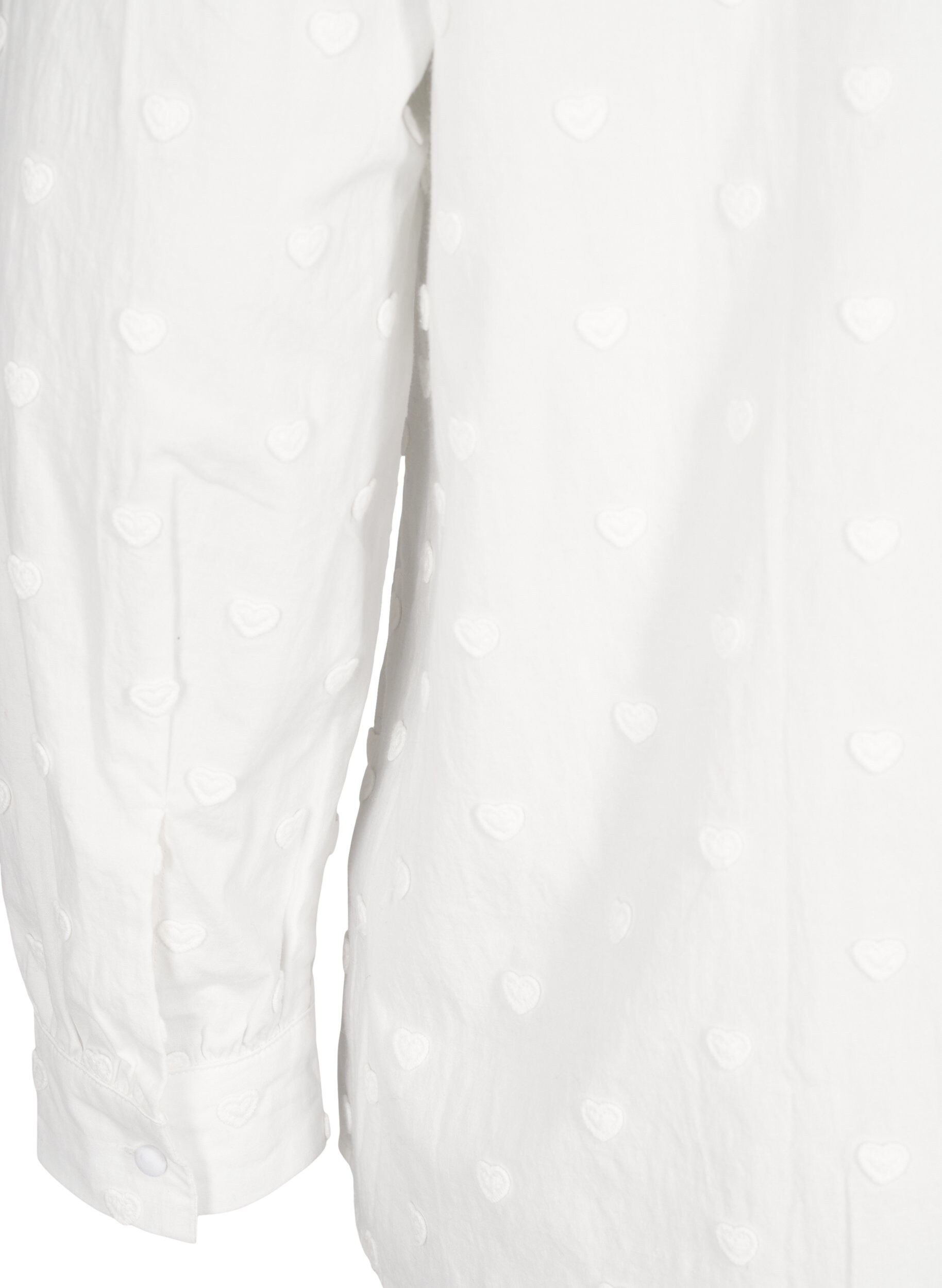Zizzi Bluse mit Stehkragen und aufgen&auml;hten Herzen, Wei&szlig;, Packshot image number 3
