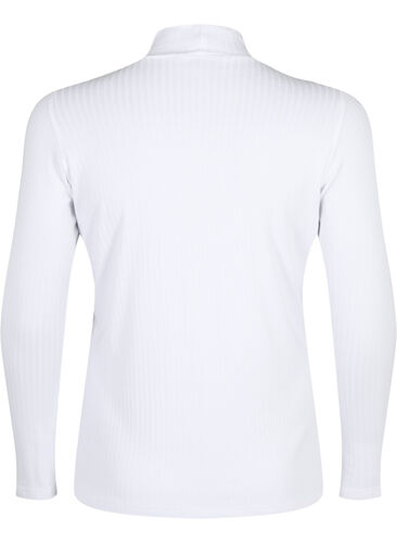 Taillierte Bluse aus Viskose mit hohem Halsausschnitt, Bright White, Packshot image number 1