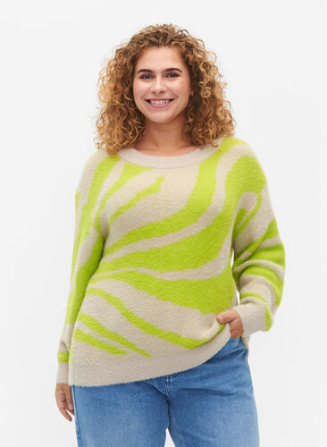 Weiche gestrickte Bluse mit Muster, Tender Shoots Comb, Model image number 0