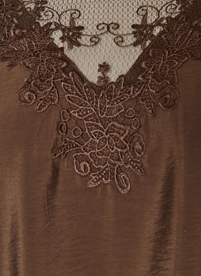 Bluse aus Spitze mit 3/4-&Auml;rmeln, Braun, Packshot image number 2