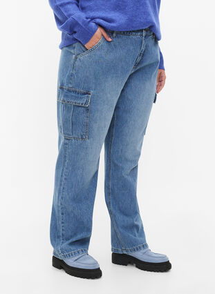 Locker sitzende Jeans mit Cargo-Taschen, Light blue, Model image number 2