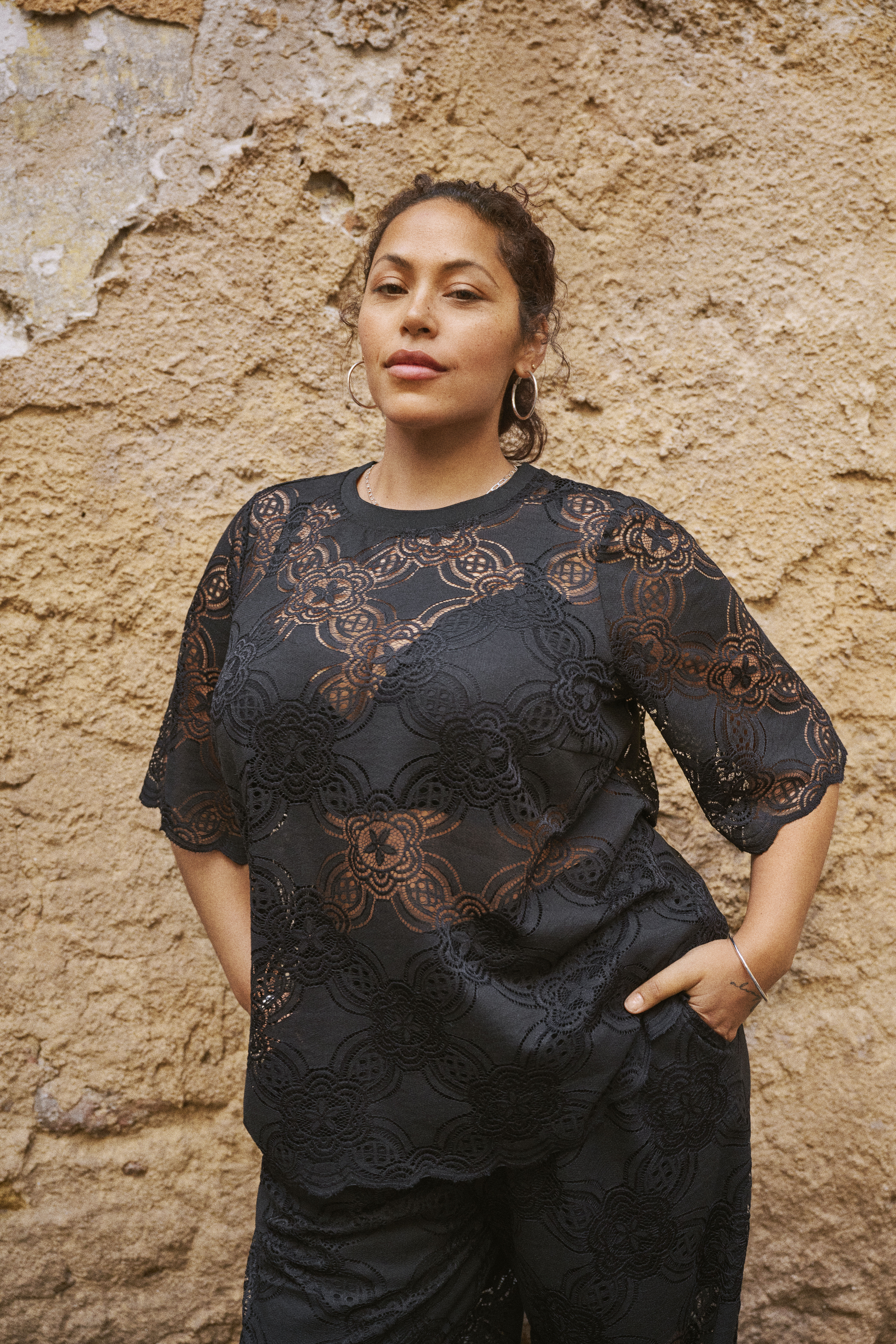 Zizzi Schwarzes Spitzen-Set, , Model