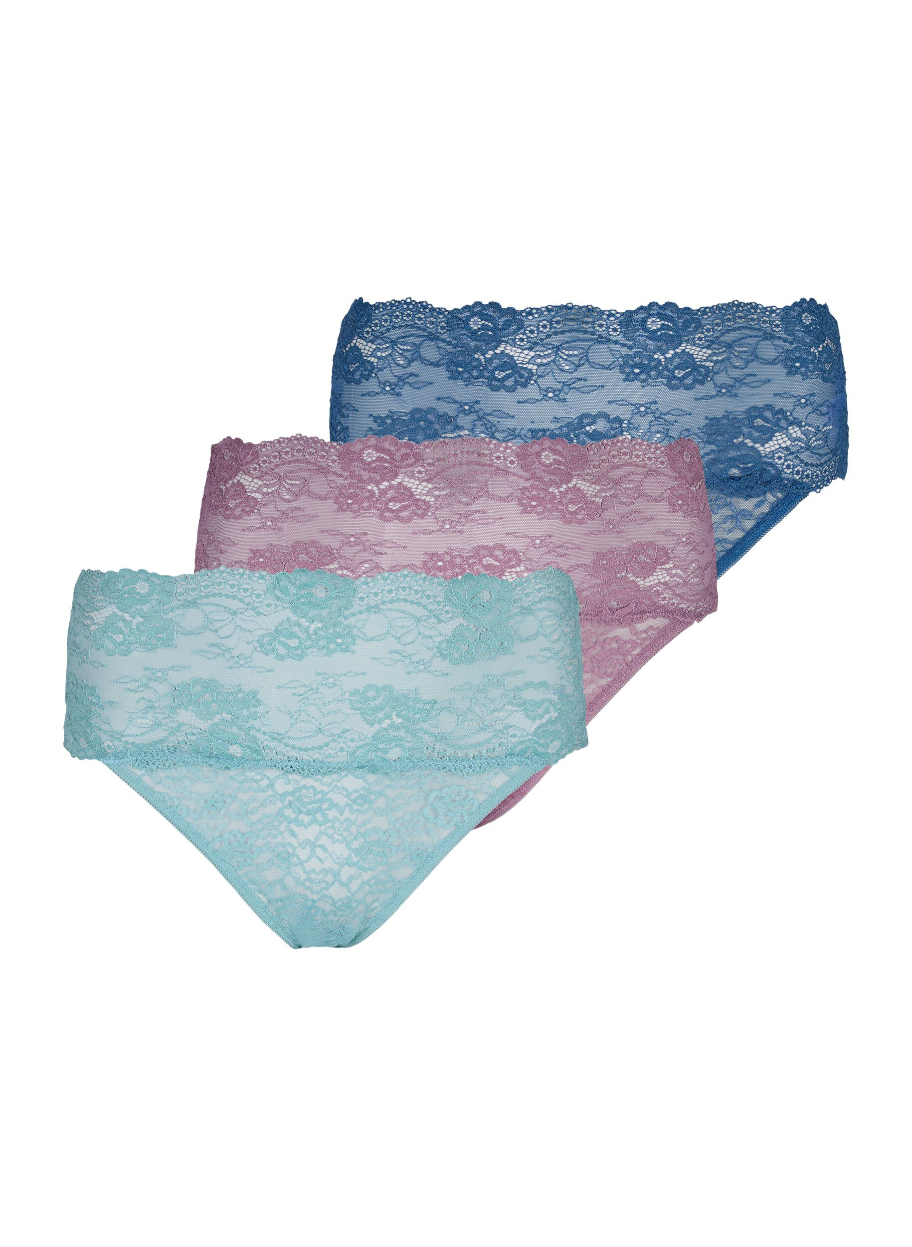 Zizzi 3er-Pack Spitzen-Tanga, Mix assortments AW, Packshot image number 0