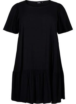 FLASH – Kleid aus Viskose mit Schnittlinie, Black, Packshot image number 0