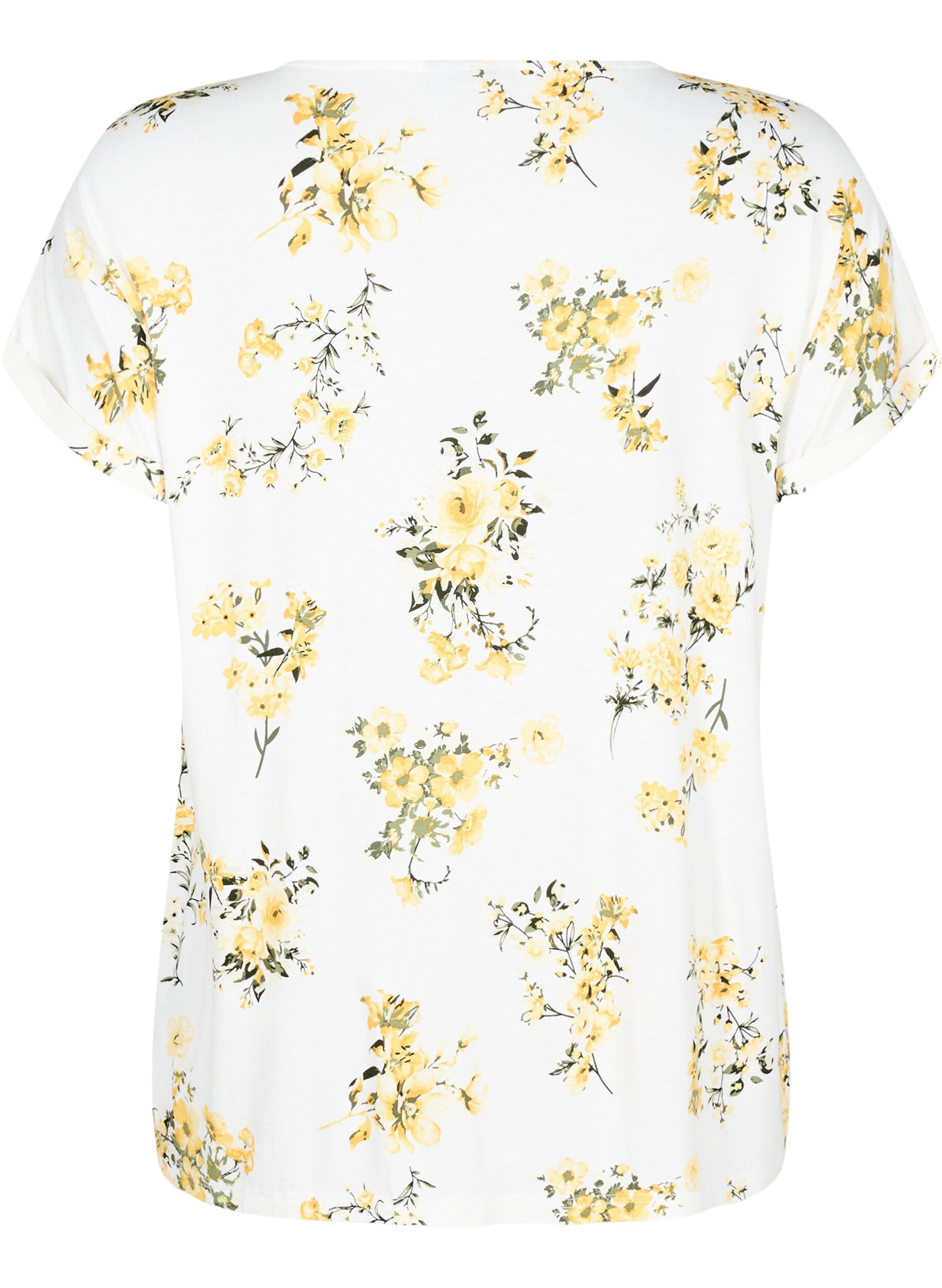 Zizzi T-Shirt mit floralem Print, Gelb, Packshot image number 1