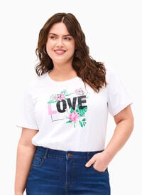 FLASH - T-Shirt mit Motiv, Bright White Love, Model