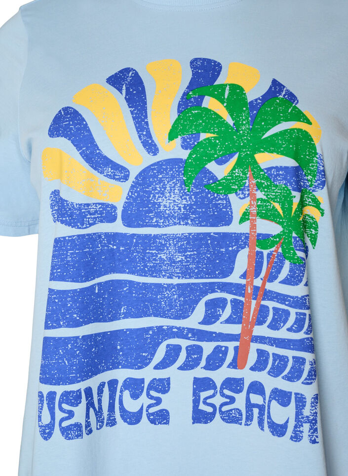 T-Shirt aus Baumwolle mit Print, Blau, Packshot image number 2